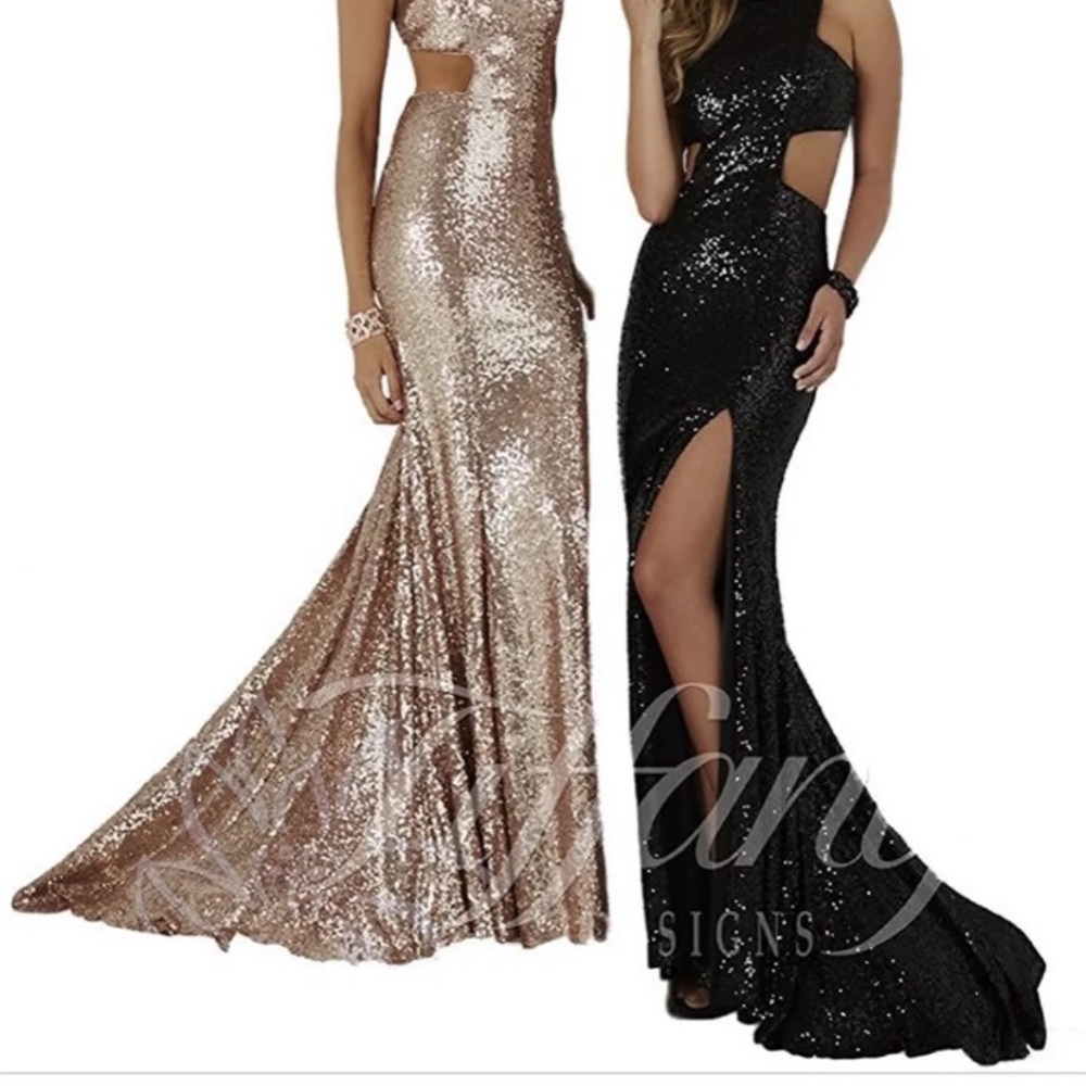 WEDDDING; FORMAL; STUNNING Tiffany Designs Black Dress; Gown